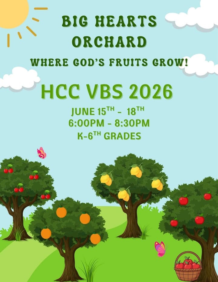 Heartland Christian Center — Big Hearts Orchard VBS flyer