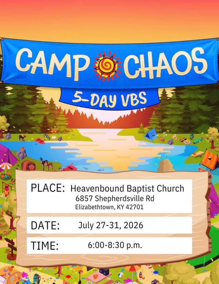 Heavenbound Baptist Church — Camp Chaos VBS flyer