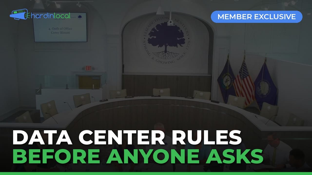 Elizabethtown council chambers during the July 14 joint meeting on proposed data center rules