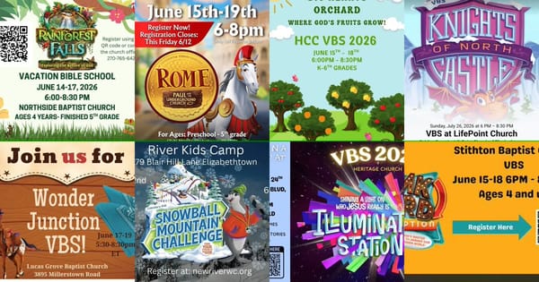 Collage of 2026 Hardin County VBS flyers