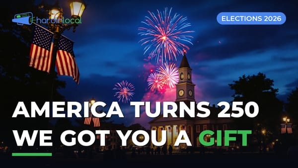 Fireworks over a county courthouse on the Fourth of July — America Turns 250, We Got You a Gift — Hardin Local Elections 2026