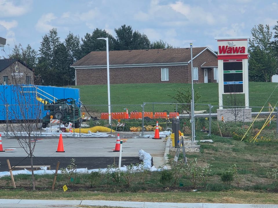 Wawa sign and fuel spill remediation equipment at 2500 Ring Road, Elizabethtown, Aug. 13, 2026. Photo: Nathaniel Bryan